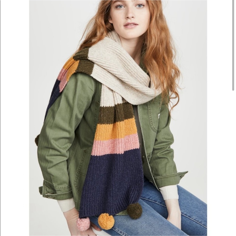 NWT Madewell Striped Pom Pom Scarf